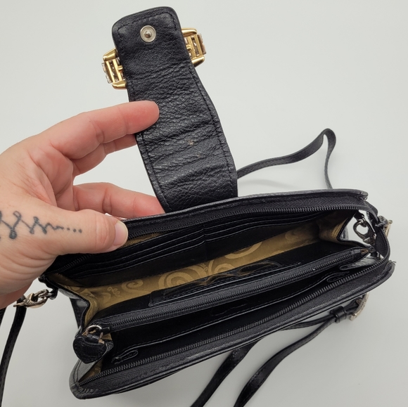 BRIGHTON | Sensation croc embossed leather clutch wallet with shoulder strap - Picture 9 of 15